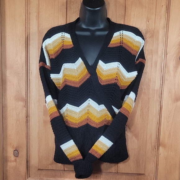 Chevron Crochet Knit Sweater - Picture 1 of 12